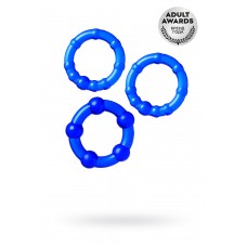 Набор эрекционных колец на пенис A-Toys by TOYFA, TPE, синий, O 3,5/3/2 см