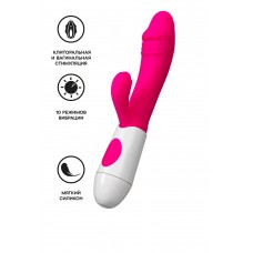 Вибратор с клиторальным стимулятором A-Toys by TOYFA Area, силикон, розовый, 19,5 см