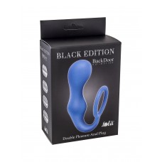 Эрекционное кольцо с анальной пробкой Double Pleasure Anal Plug Blue  4217-03Lola