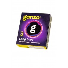 Презервативы Ganzo, long love, латекс, анестезирующий, 18 см, 5,2 см, 3 шт.