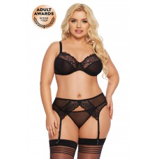 Комплект SoftLine Collection Marella (бюстгальтер, стринги и пояс для чулок), черный, XL