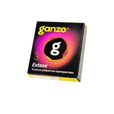 Презервативы Ganzo, extase, латекс, точечные, ребристые, анатомичные, 18 см, 5,2 см, 3 шт.